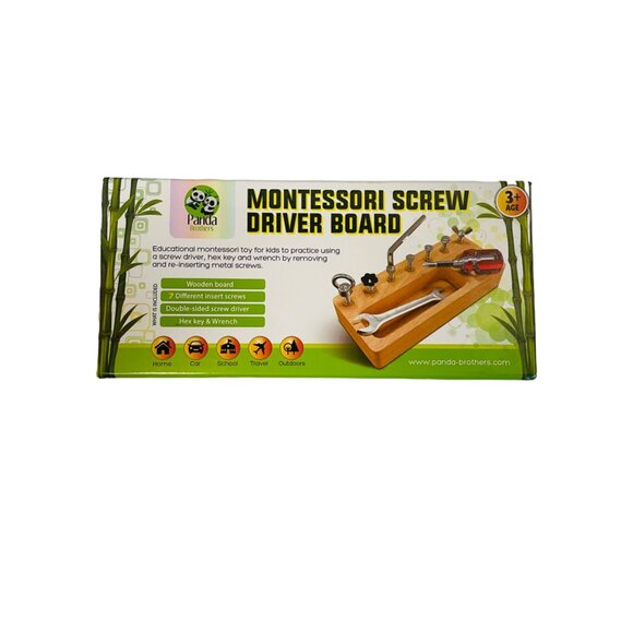 Montessori Screw Driver Board By Panda Brothers 8" x 4" x 2" - Picture 5 of 8